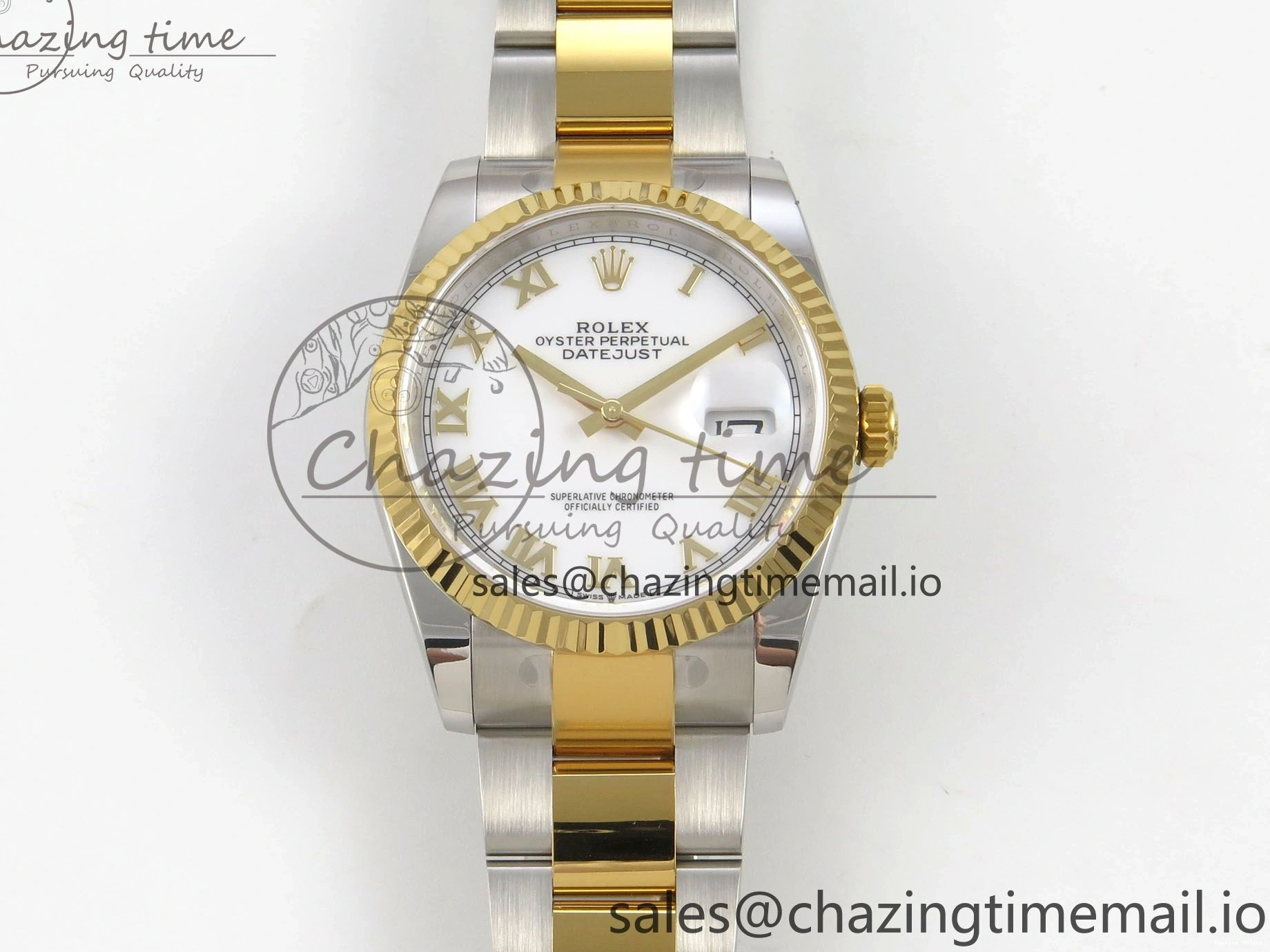 0101 TravelReady DateJust 36 SS YG ARF 1:1 Best Edition 904L Steel White Dial YG Roman on Oyster Bracelet SH 99